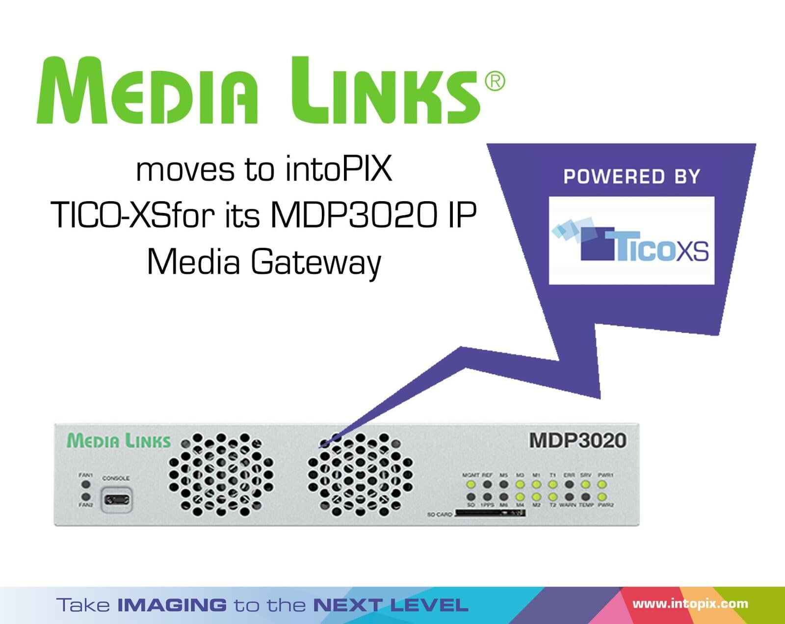 Media Links가 MDP3020 IP 미디어 게이트웨이에 intoPIX TICO-XS를 채택